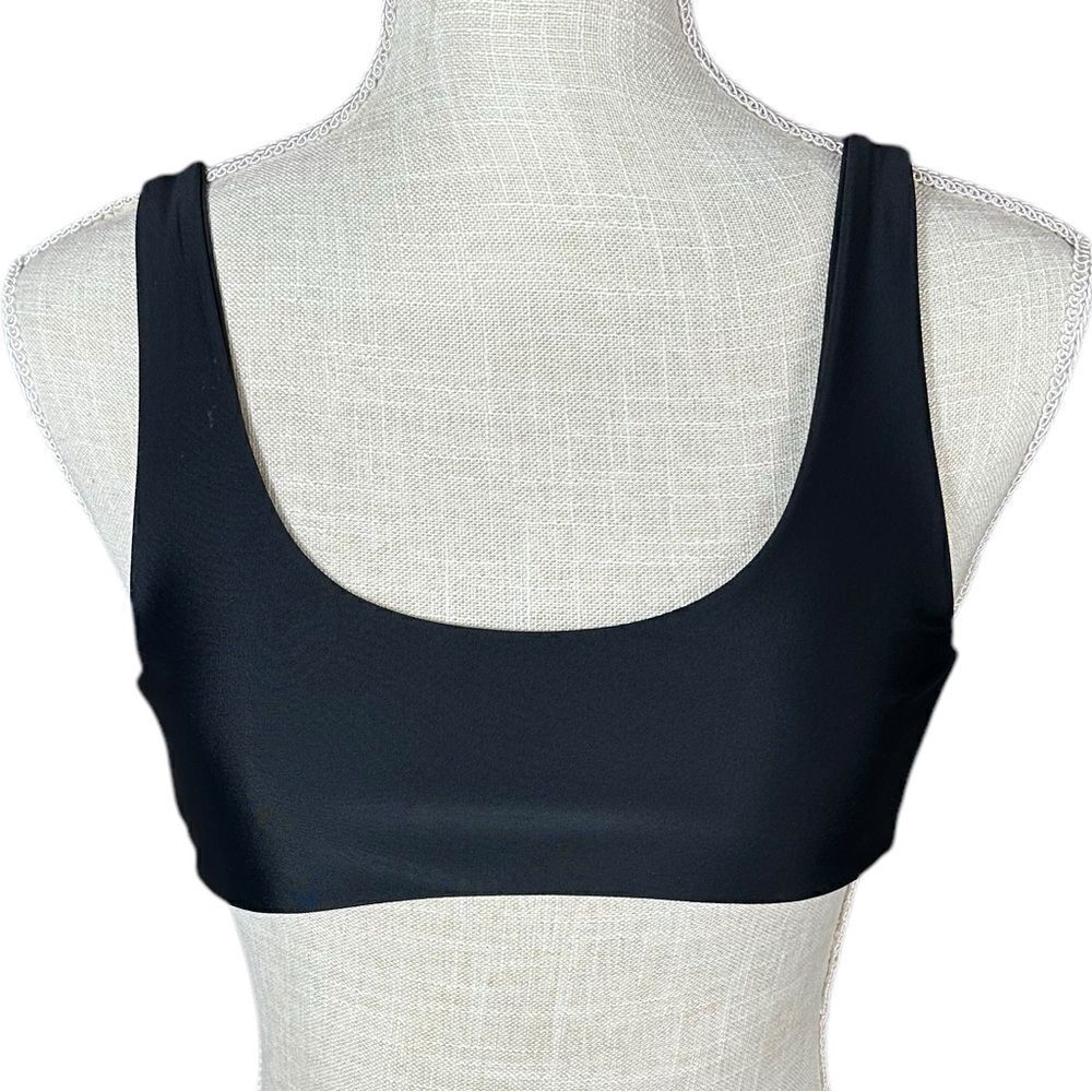 Blackbough Black Double Lined Twist Back Scoop Bralette Bikini Top